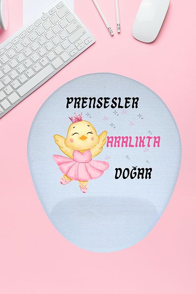 qoeuyl boutique Princesses Are Born This Month Printed Birthday Special Day Gift Oval/Square Wrist Supported Mousepad
