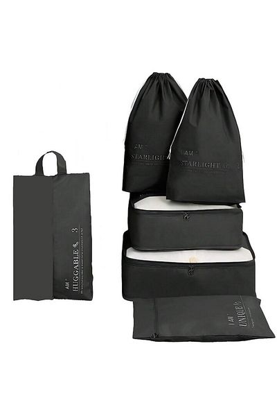 OEM Set 6 waterproof travel bag organizers, black, CEZI