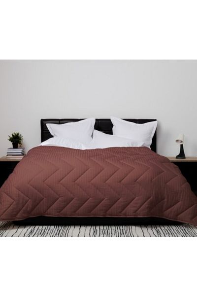 Pucioasa Winter wool quilt with cotton face (damask) 160x210cm, Sulfur, Brown