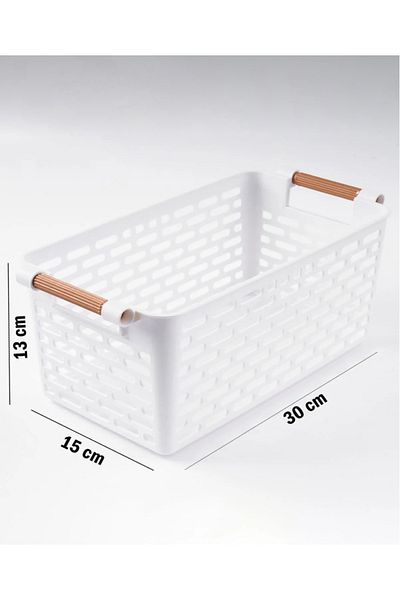 Palica White 3-Piece Multi-Purpose Organizer Basket Set for Kitchen, Bathroom, Office and Wardrobe Organizer