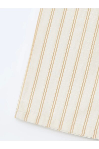 LC Waikiki Lcw Kids Beige Elastic Waist Striped 100% Cotton Girls' Trousers