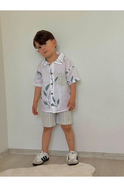 tunays shopping Boy's Shorts Shirt Linen Suit