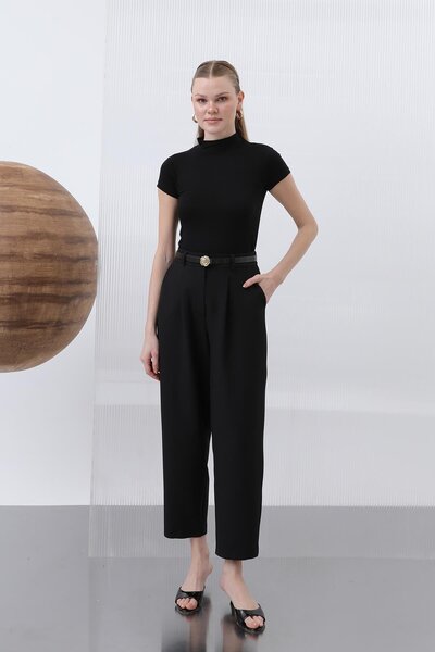 Puane Дамско бельо с къс ръкав и висока яка - 40004BLZ - Черно