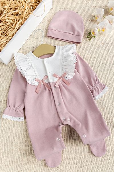 Babymod Stylish Baby Girl Jumpsuit with Ruffled Collar