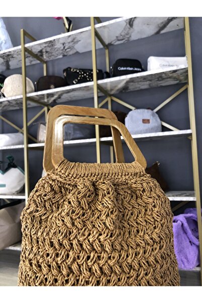 Hane Yeni Sezon Favorisi: El Yapımı Hasır Tote Çanta | Ahşap Kulplu Zarif Omuz Çantası | Bohem Şıklık