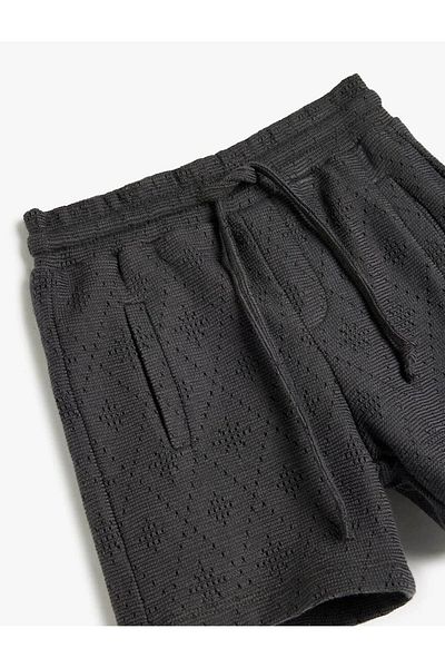 Koton Navy Blue Baby Boy Shorts with Tie Waist 5Smb40055Tk