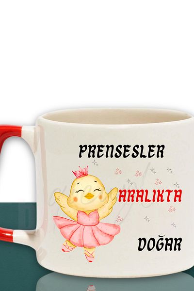 qoeuyl boutique Princesses Are Born This Month Printed Birthday Gift for Friend, Lover Red Handled Mug Cup