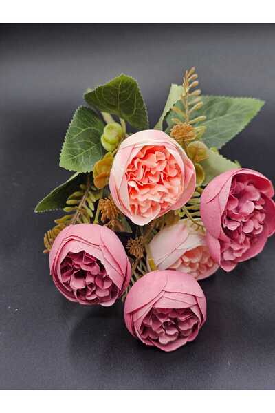 YAPAY ÇİÇEK DERYASI 27 CM PEMBE ŞAKAYIK GÜLLÜ ARANJMAN ÇİÇEKLER VAZO SAKSI DEKOR SÜSÜ