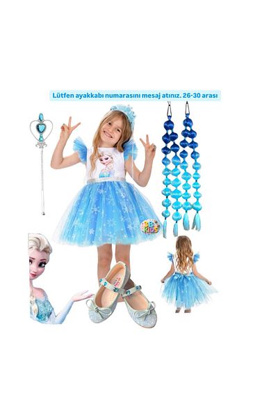 3b kids Elsa pufos rochie scurtă Costum Team elsa albastru bubble păr elsa coroană elsa set balerină elsa