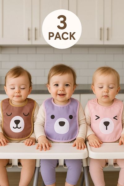 Babydonat Emoji 3-Piece Girl Liquid-Proof Baby Food Bib 0-18 Months