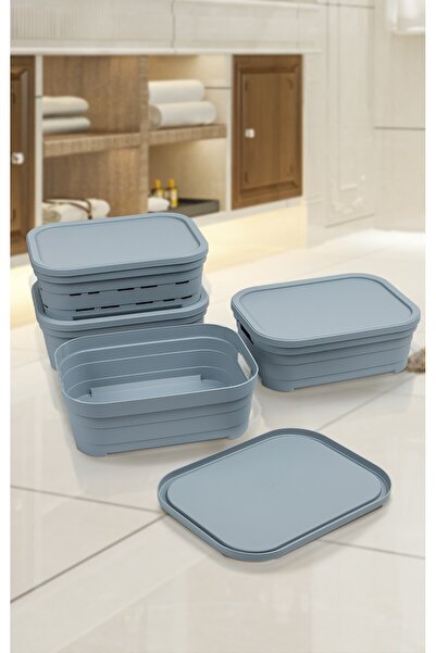 Nesto Home Set of 4 Multi-Purpose Colored Box with Lid Office Organizer 4X2.8 Liters