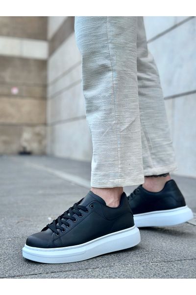 Lavish Gold BA0547 BOA Thick High Sole Black White Lace-Up Sports Men's Shoes