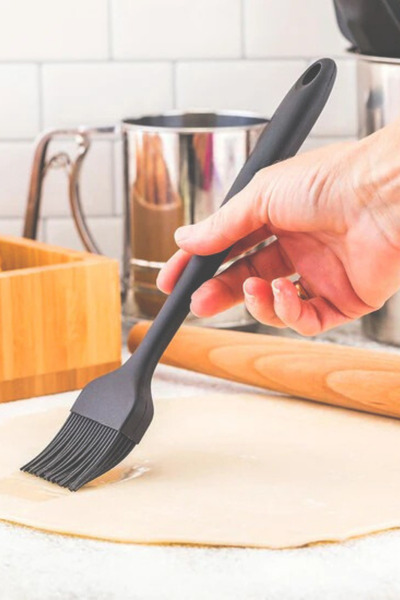 Silicolife Yumurta Fırçası, Isıya Dayanıklı Yanmaz Yapışmaz Tek Parça Silikon Fırça 21cm Antrasit