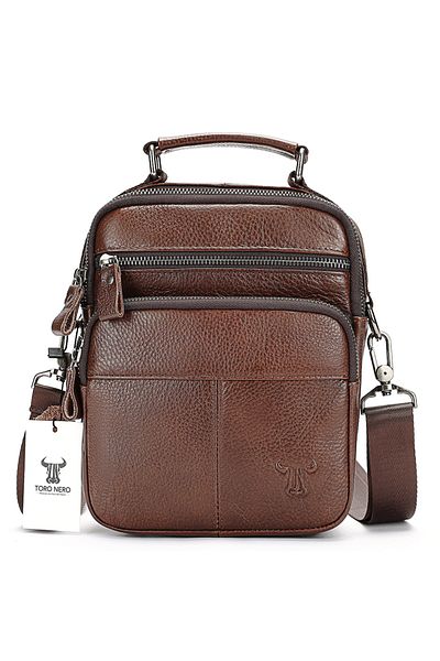 Toro Nero Men's Brown Genuine Leather Bag Caius