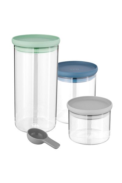 Berghoff Food container set, 3 pieces, Glass, Multicolor