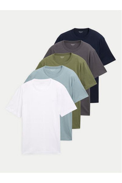 Tom Tailor Men's Set of 5 T-shirts 1047052 Colorful