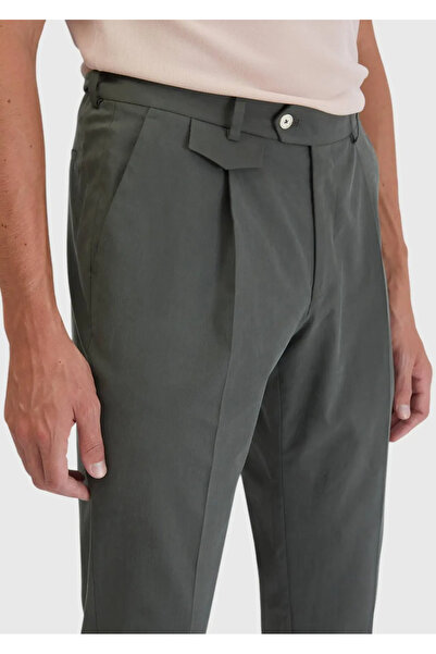 Ramsey Khaki Plain Fabric Regular Fit Casual Trousers