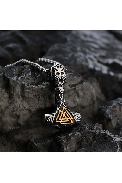 Viking Nordik Nordic Mythology Stainless&Non Tarnish 316L Steel Men's Necklace