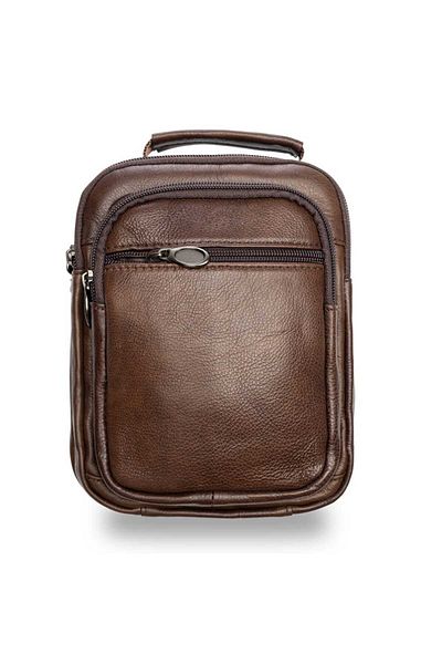 Toro Nero Men's brown genuine leather bag Rolly