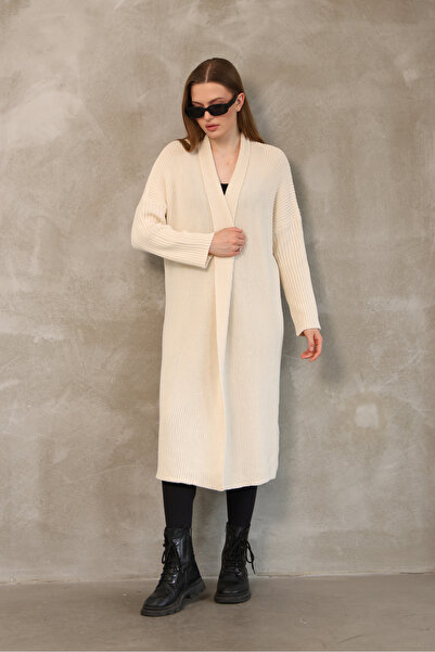 ALCHON V-подібний комір, довгі рукави, шнурівка, плетіння Links, базовий простий дизайн, середня довжина, широкий крій, зимовий трикотажний кардиган.