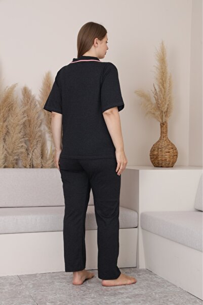 Sude HOMEWEAR Set de pijamale cu mâneci scurte pentru femei, afumate, mărime mare