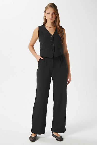 Ritnice Women's Petra Black Vest Lycra Pants Bottom Top Set