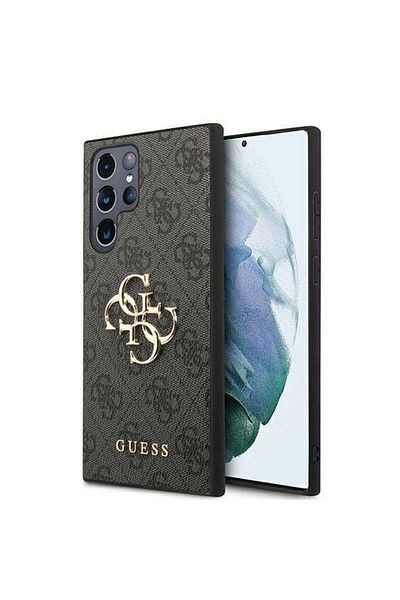 Guess Case For Samsung Galaxy S24 Ultra - Leather 4g Metal Logo (GUHCS24L4GMGGR) - Black