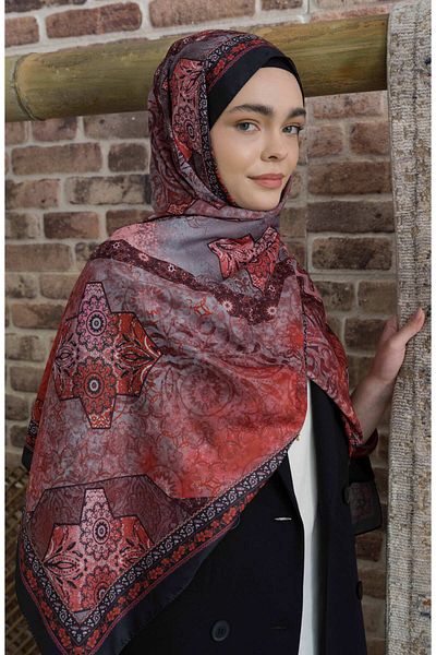 Fatma Atasoy Glorina Red Ethnic Patterned Shawl