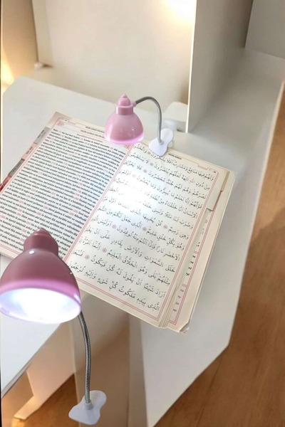 ÇEÇEN HOME Mandallı Kitap Okuma Lambası Kitap Okuma Işığı LED Pembe Renk Kitap Okuma Lambası
