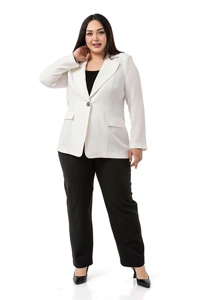 DISENTIS MODEST Large Size Single Button Ornamental Pocket Cover Padded Unlined White Jacket