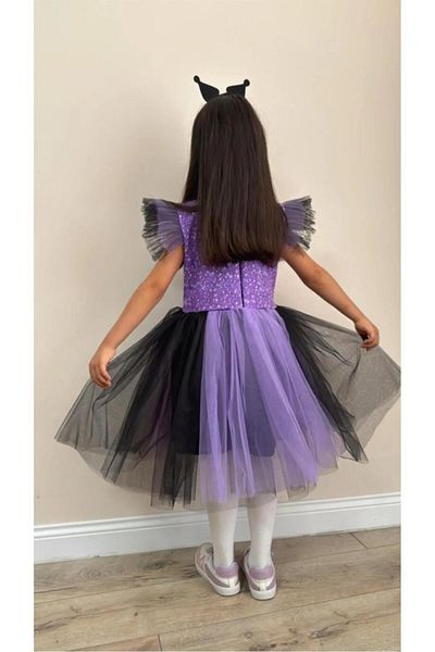 ÖRZİKİDS Kuromi Printed Dress Party Wedding Special Day with Crown 4/ 11 Years
