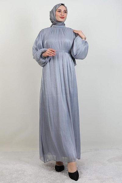 GİYZAMİLA Lidya Hijab Φόρεμα Γκρι