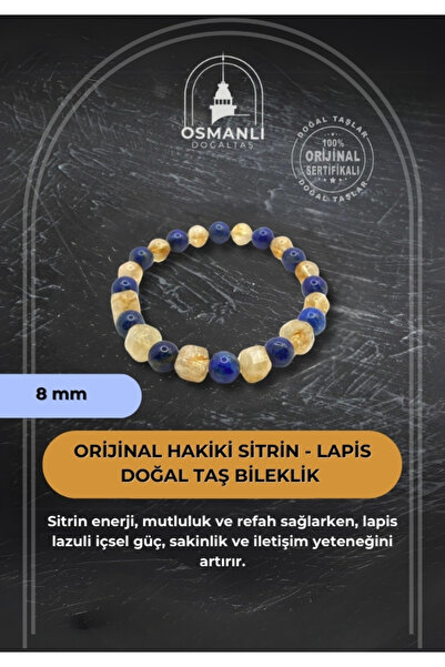 OSMANLI DOĞAL TAŞ سوار سيترين أصلي - حجر اللازورد الطبيعي 8 ملم