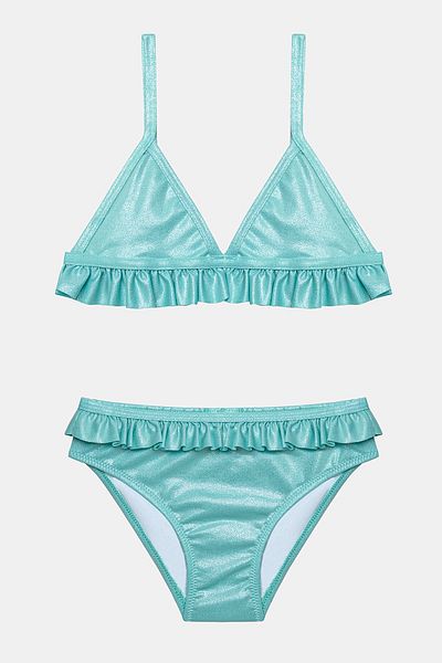Penti Girl's Shiny Blue Triangle Bikini Set