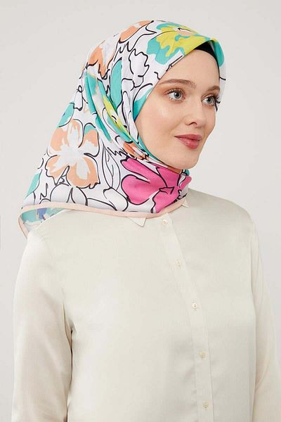 FİVESCARF Μαλακό βαμβακερό μαντίλι με μοτίβο πράσινο τριφύλλι
