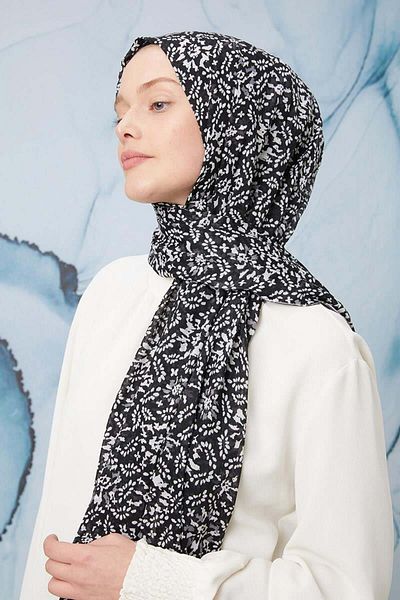 FİVESCARF Βαμβακερό σάλι με μαύρο μπουμπούκι