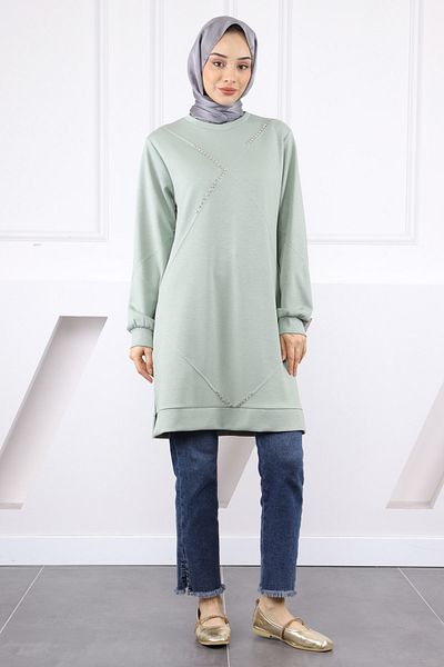 İmajButik Πράσινο κεντημένο τουνίκ μέντας