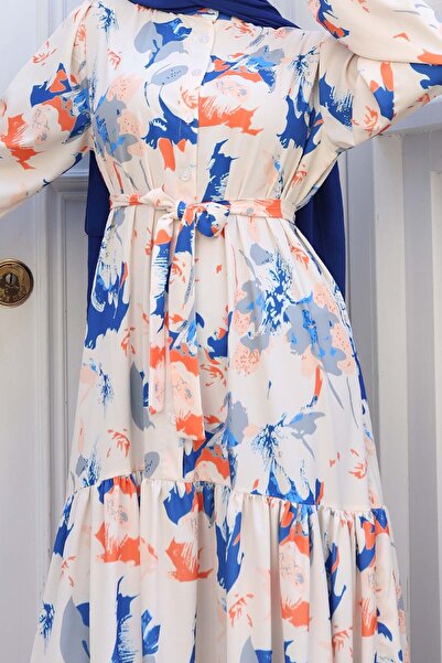 benguen Φόρεμα Hijab με σχέδιο Saks Blue 557