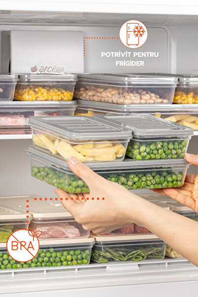 Ginza Maison Freshbox Set For Food, 9 Boxes With Grey Lid (4X600 ML, 2X1170 ML, 2X2000 ML, 1X2400 ML)