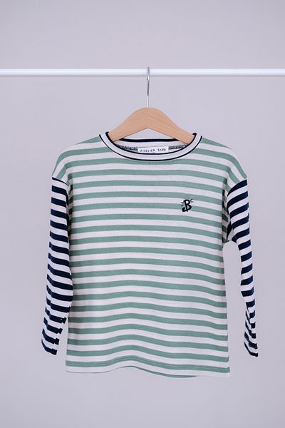 Atelier Babbi Long Sleeve T-Shirt / Green Striped
