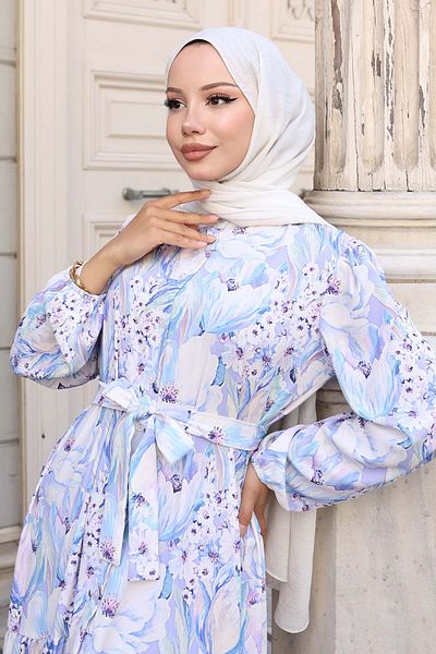 benguen Φόρεμα Hijab με σχέδιο λιλά 555