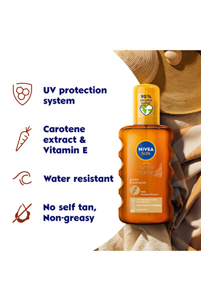 NIVEA NIVEA SUN Carotene Tanning Oil Spray SPF 6 with Vitamin E & Jojoba Oil, Hydrating Golden Tan, 200ml