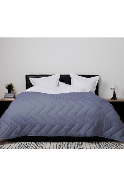Pucioasa Winter wool quilt with cotton face (damask) 160x210cm, Sulfur, Anthracite