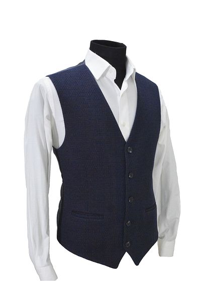 MENTOR REGALO Men's Vest V-Neck Navy Blue Dobby 50456