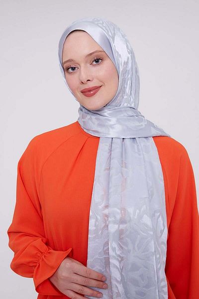 FİVESCARF Baby Blue Rose Pattern Deluxe Devore Shawl