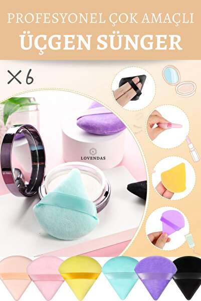 Lovendas 6'lı Üçgen Puf Makyaj Süngeri Pürüzsüz Uygulama