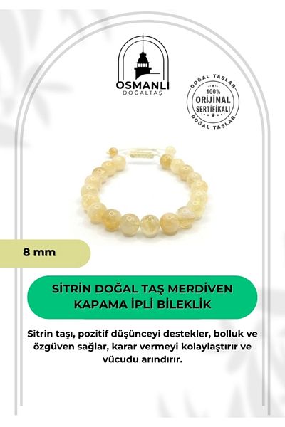 OSMANLI DOĞAL TAŞ Citrine Natural Stone Ladder Closure String Bracelet 8mm