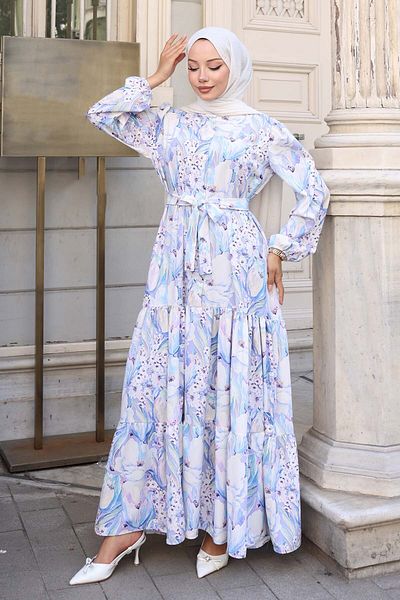 benguen Φόρεμα Hijab με σχέδιο λιλά 555