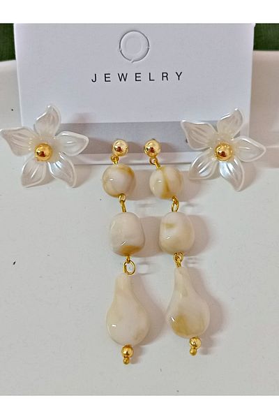 mos&more 4 Pieces Flower Lightweight Earrings for Women