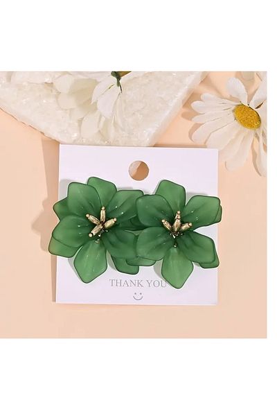 mos&more Green Resin Flower Women Earrings